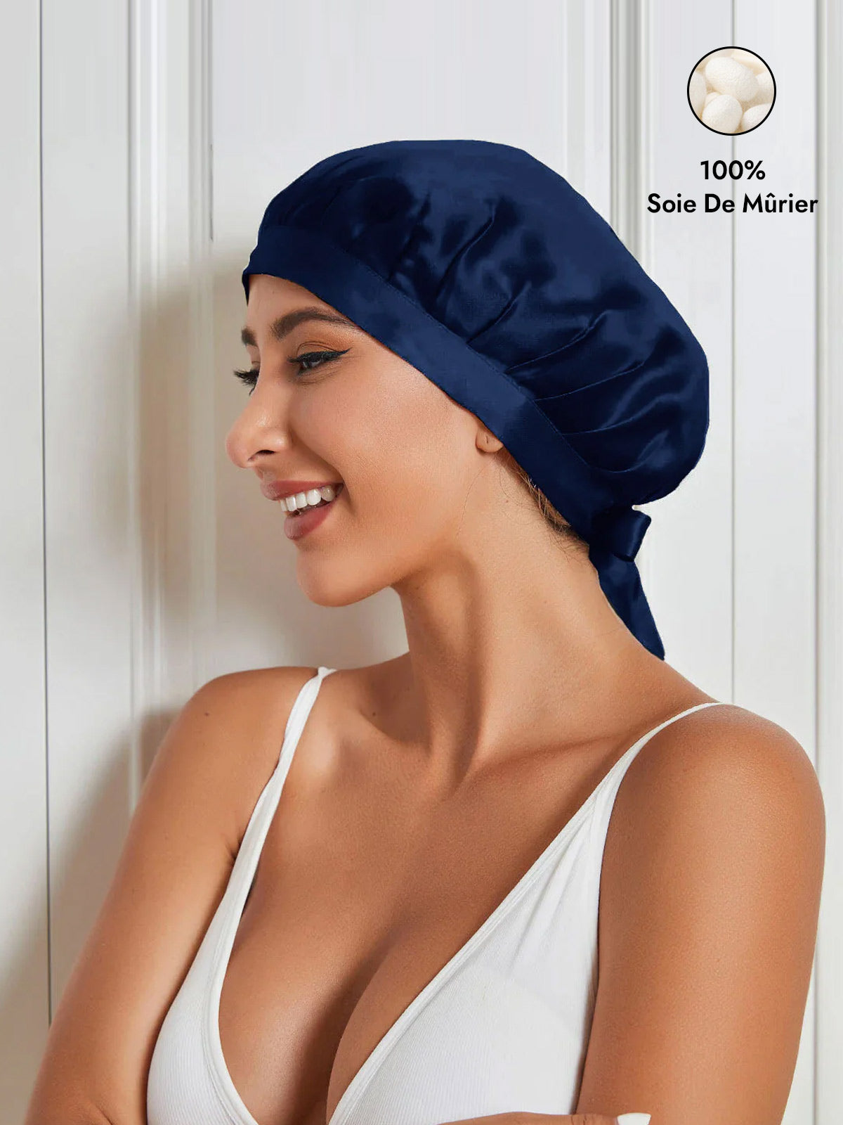 [Bleu Foncé] SilkSilky-FR Bonnets de Nuit 001