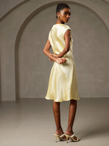 [Jaune] SilkSilky-FR Cap Sleeve V Neck Chemises de nuit 002