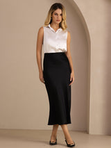 [Gris Clair] SilkSilky-FR Sleeveless Lapel Collar Femme Chemise 008