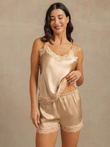 [Champagne] SilkSilky-FR Sleeveless V Neck Ensemble Camisole 001