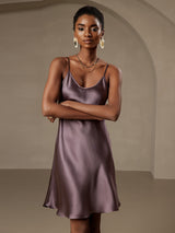 [Gris Pourpre] SilkSilky-FR Sleeveless V Neck Robes 004