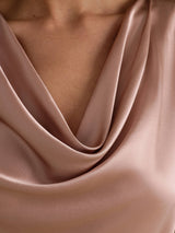 [Toscane] SilkSilky-FR Short Sleeve Cowl Neck Blouse 004