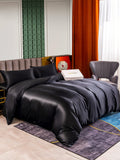 SilkSilky FR 25Momme Pure Soie Bedding Set Noir 002