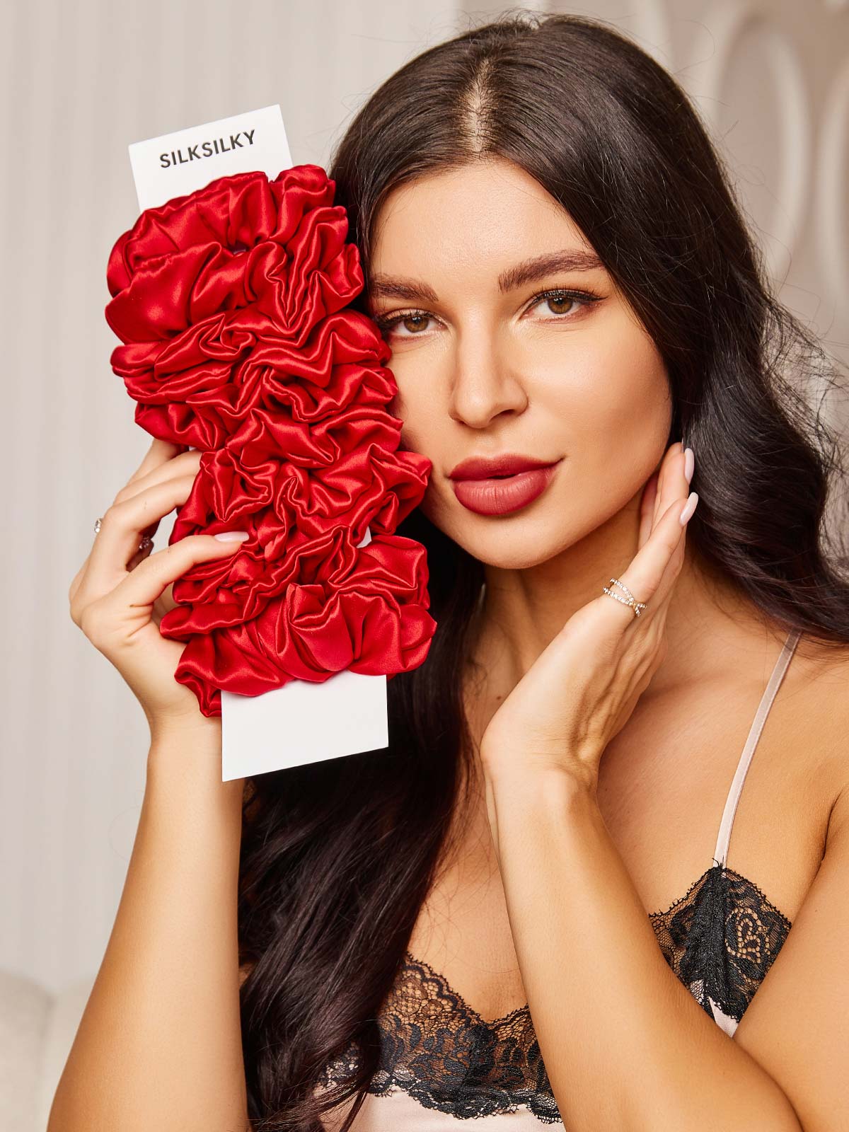 [Rouge] SilkSilky-FR 19Momme Pure Soie Scrunchie 001