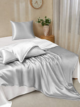 [GrisClair+Blanc] SilkSilky-FR Parure de Lit Soie 003