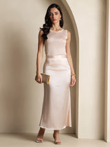 [Rose Clair] SilkSilky-FR Sans manches Col Rond Femme T-Shirt 007