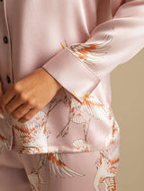 [Rose] SilkSilky-FR Long Sleeve Lapel Collar Femme Pyjamas 005
