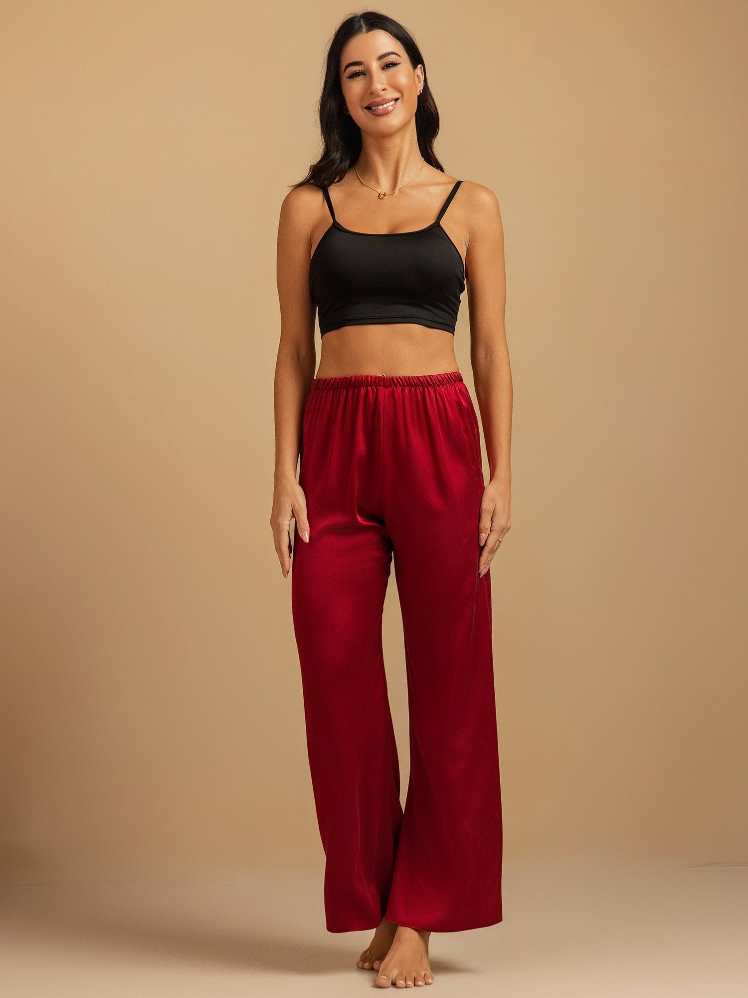 [Rouge Vineux] SilkSilky-FR 19Momme Soie Womens Sleep Bottoms 008,