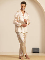 [Champagne] SilkSilky-FR Long Sleeve Lapel Collar Homme Pyjamas 004