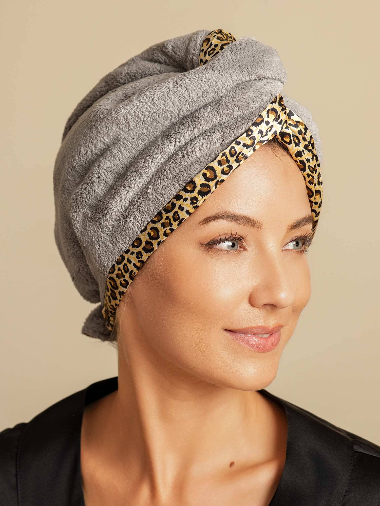 [Leopard] SilkSilky-FR Soie Hair Towel Wrap 007,