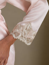 [Rose] SilkSilky-FR 3/4 Sleeve V Neck Peignoir&Robe de Chambre 005