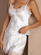 [Blanc] SilkSilky-FR Sleeveless V Neck Ensemble Camisole 004