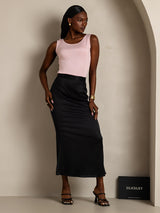 [Rose] SilkSilky-FR Sans manches Col Rond Femme T-Shirt 001