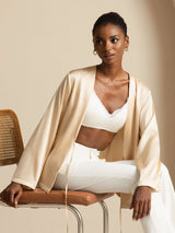 [Champagne] SilkSilky-FR 19Momme Manches longues Femme Manteaux 001