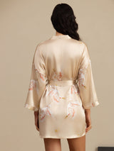 [Champagne] SilkSilky-FR 3/4 Sleeve Femme Peignoir 002
