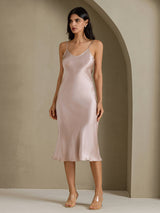 [Gris Ombre] SilkSilky-FR Sleeveless V Neck Chemises de nuit 006