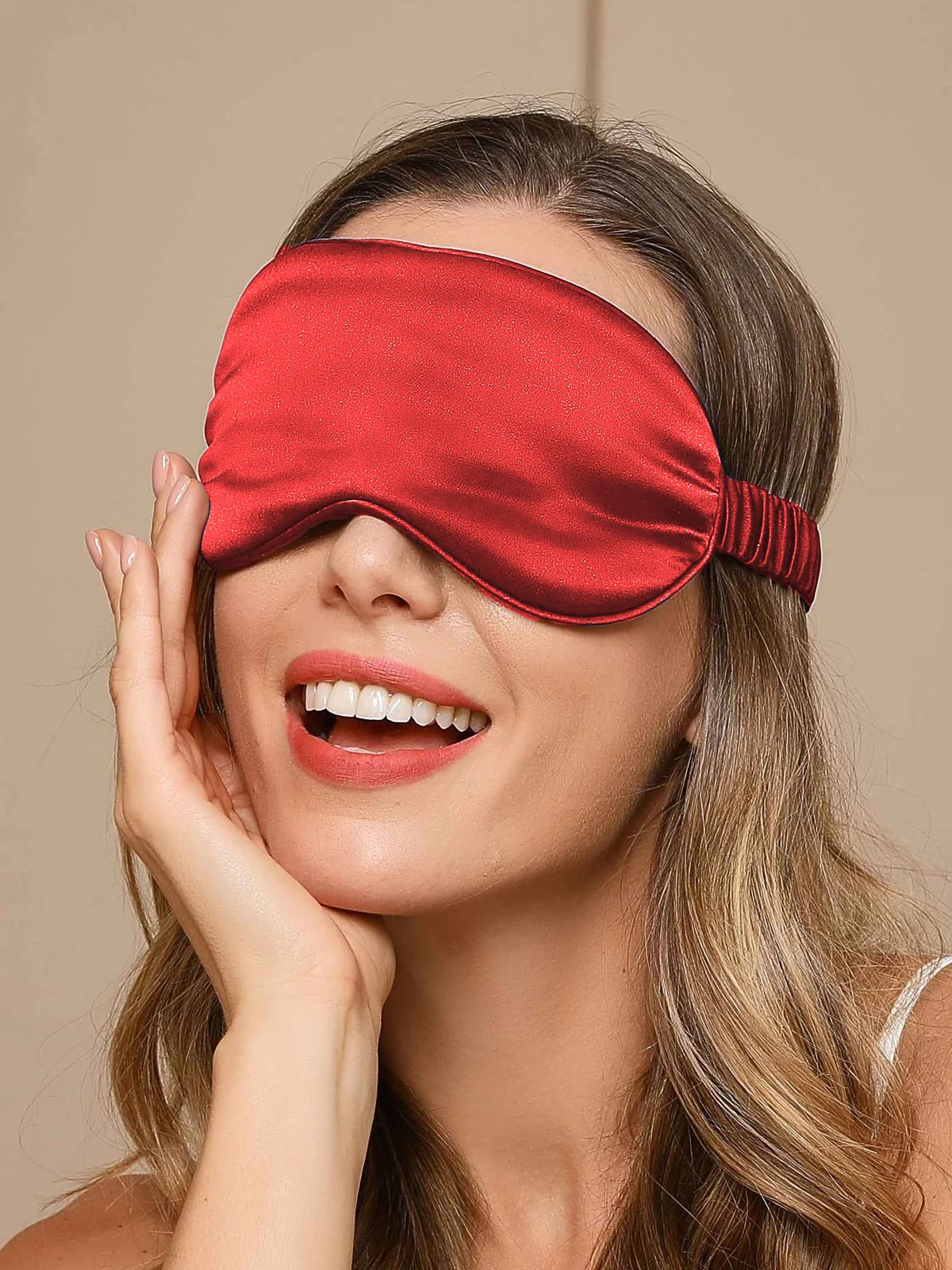 SilkSilky-FR 19Momme Pure Soie Eye Mask RougeFoncé 002