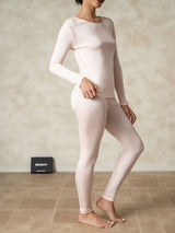 [Rose Clair] SilkSilky-FR Manches longues Col Rond Sous Vêtements Longs Femme 002