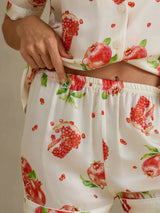 [Grenade Blanche] SilkSilky-FR Short Sleeve Notch Collar Femme Pyjamas 005