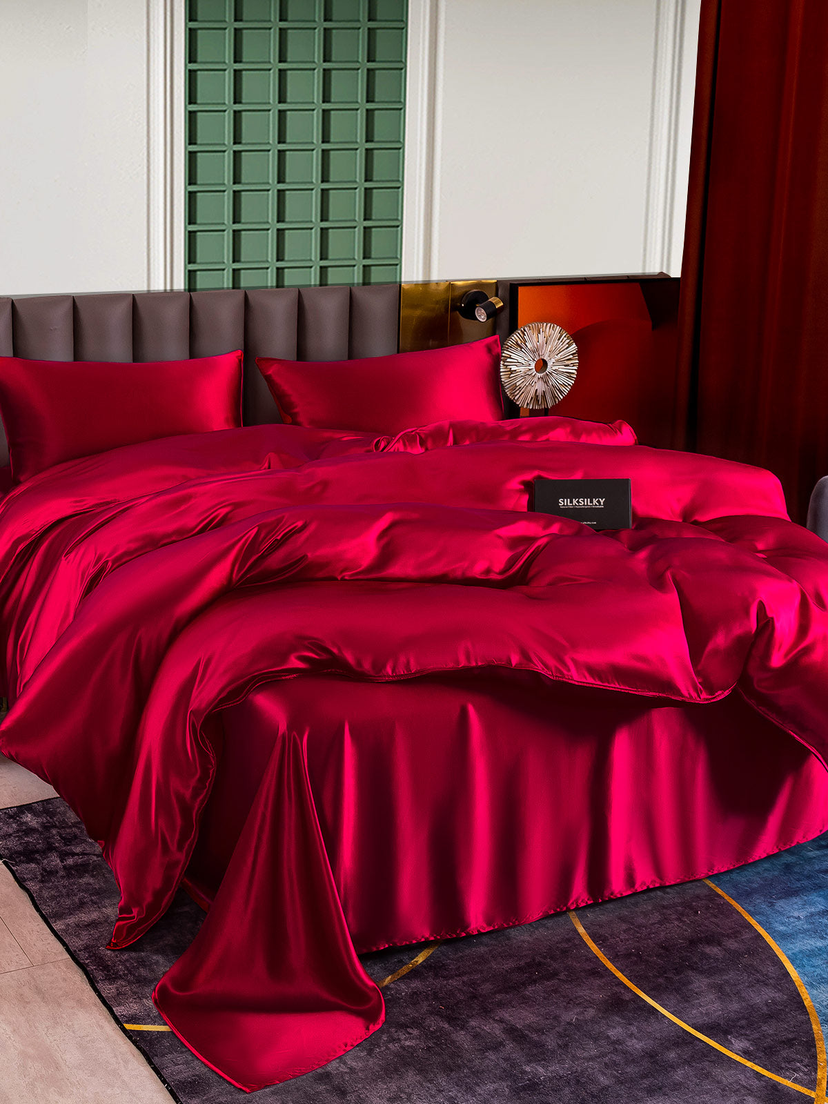 SilkSilky FR 25Momme Pure Soie Bedding Set RougeVineux 002