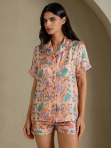[Faune Rose] SilkSilky-FR Short Sleeve Notch Collar Femme Pyjamas 001