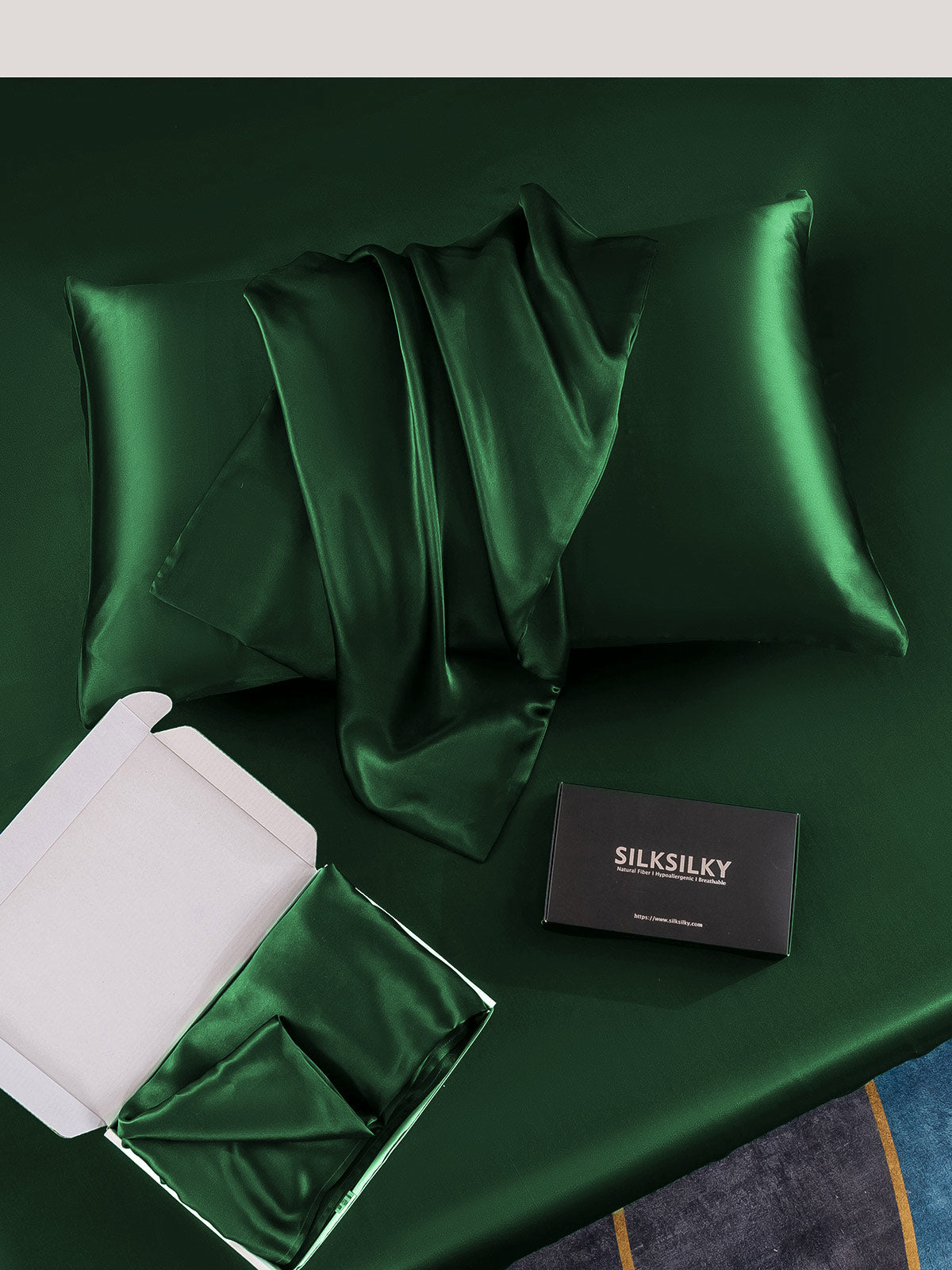 [Vert Foncé] SilkSilky-FR 22Momme Pure Soie Pillowcase 005