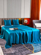 [Bleu Royal] SilkSilky-FR Parure de Lit Soie 003