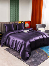 [Violet Foncé] SilkSilky-FR Parure de Lit Soie 002