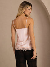 [Rose] SilkSilky-FR Spaghetti Strap V Neck Top À Fines Brides 002