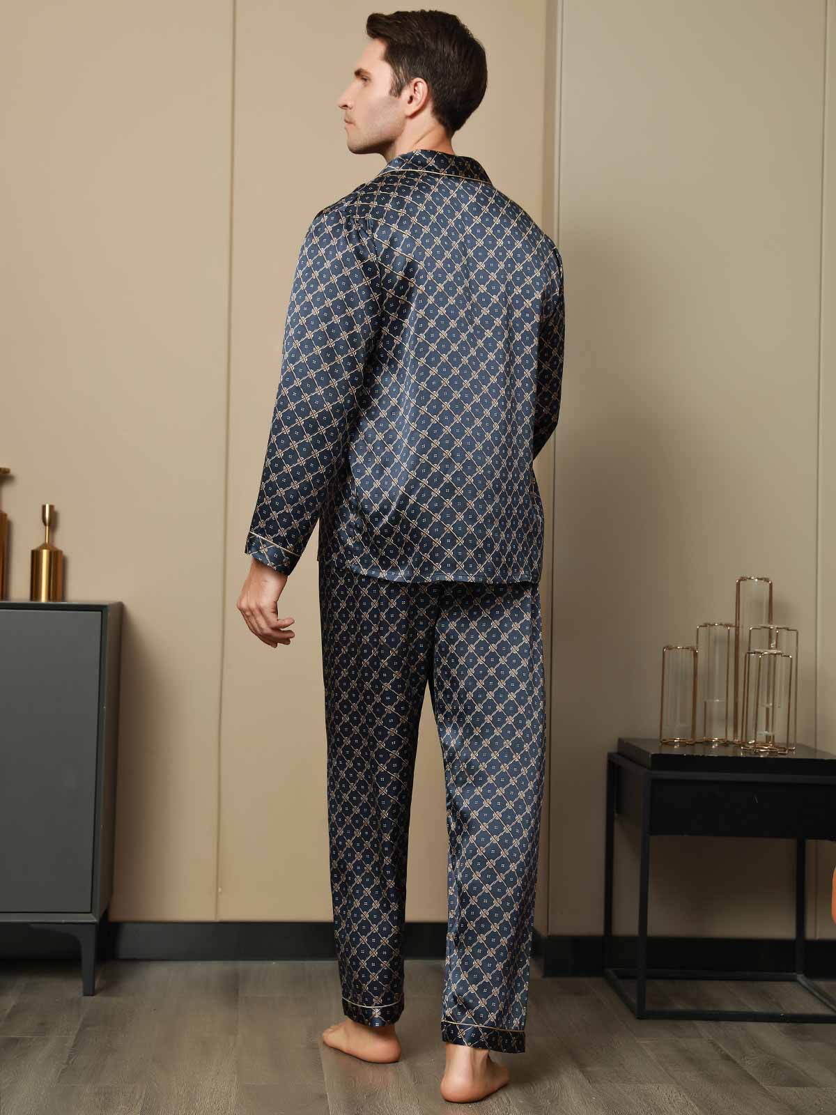 [Chaîne Marine] SilkSilky-FR Pure Soie Mens Pajamas 002