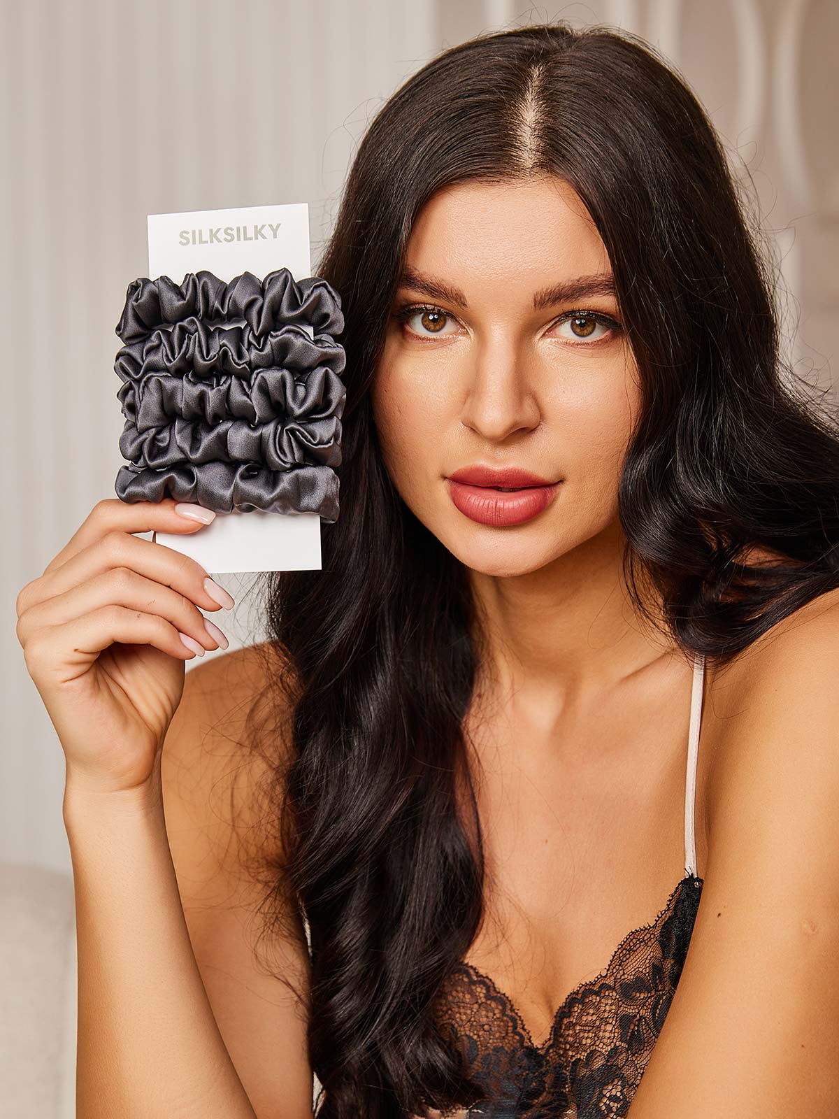 [Gris Foncé] SilkSilky-FR 19Momme Scrunchie 001