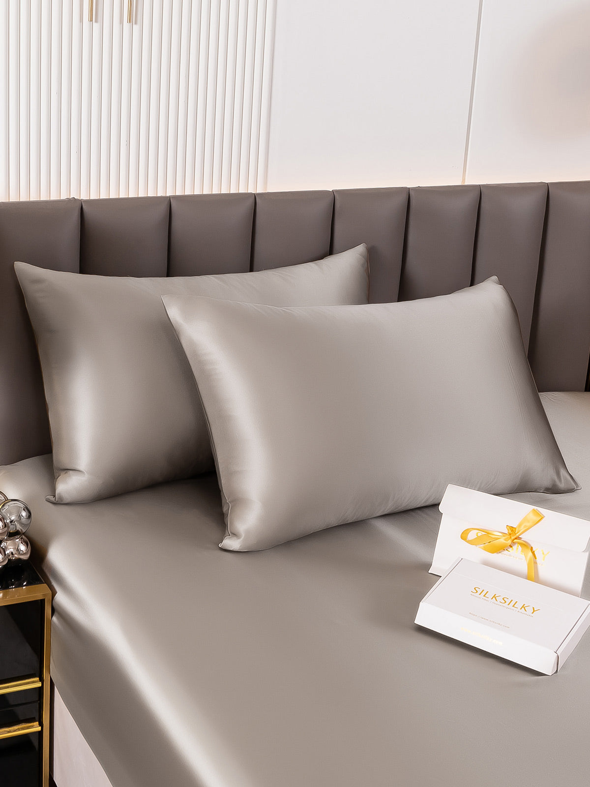 [Gris] SilkSilky-FR 22Momme Pure Soie Pillowcase 001