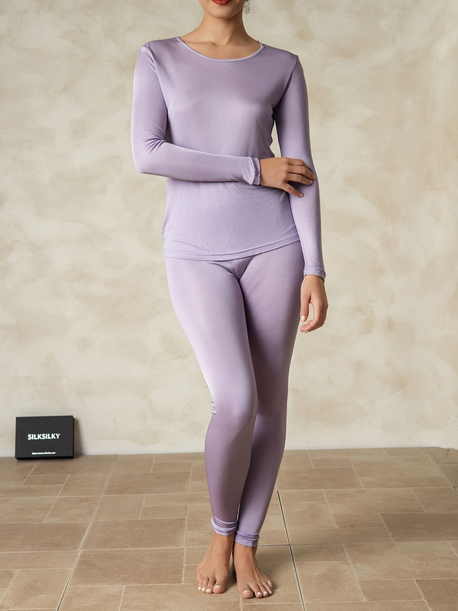 [Violette] SilkSilky-FR Long Sleeve Round Neck Sous Vêtements Longs Femme 001