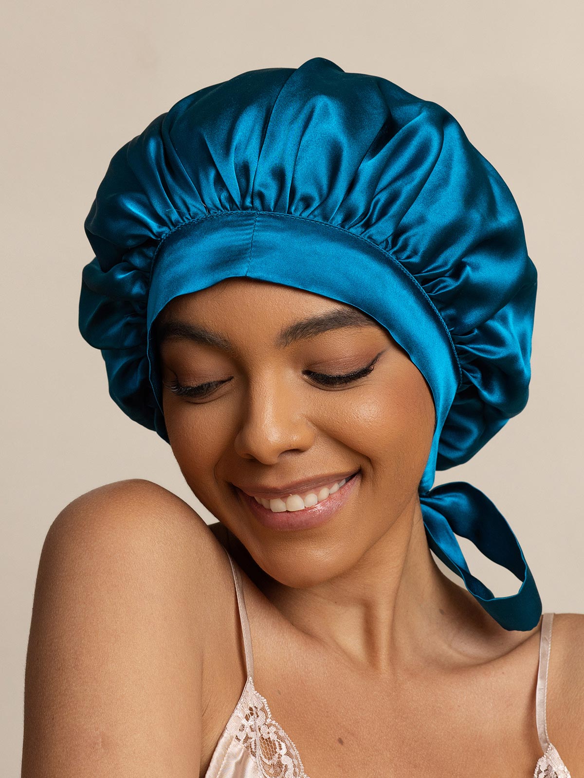 [Bleu Royal] SilkSilky-FR Pure Soie Sleep Cap 003