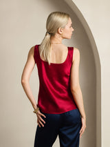 [Rouge Vineux] SilkSilky-FR Sleeveless Top À Fines Brides 002