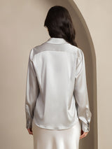 [Gris Clair] SilkSilky-FR Long Sleeve Lapel Collar Femme Chemise 002