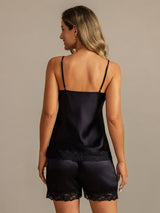 [Noir] SilkSilky-FR Fines Brides V Neck Ensemble Camisole 002
