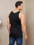 SilkSilky FR Soie Tricotée Sans manches Col Rond Homme T Shirt Noir 002