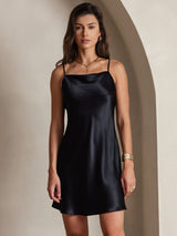 [Noir] SilkSilky-FR Sleeveless Cowl Neck Robes 003