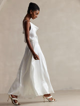 [Blanc] SilkSilky-FR 19Momme Fines Brides Col Bénitier Top À Fines Brides 005