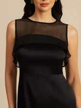 [Noir] SilkSilky-FR Sleeveless Illusion Neck Robes 005