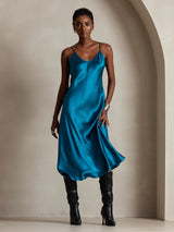 [Bleu Royal] SilkSilky-FR Sleeveless V Neck Robes 006