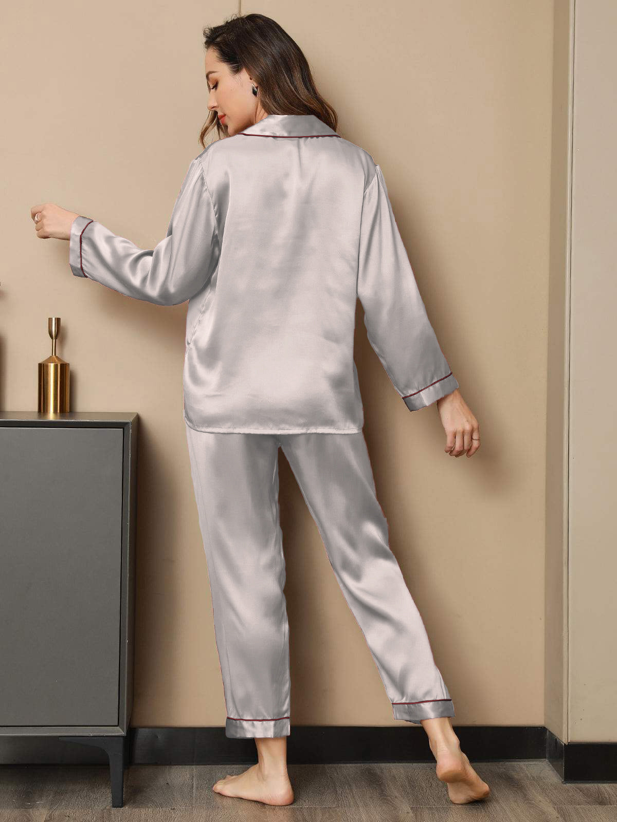 [Argent] SilkSilky-FR Pure Soie Womens Pajamas 003