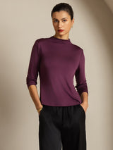 [Violette] SilkSilky-FR Soie Col Haut Femme T-Shirt 006