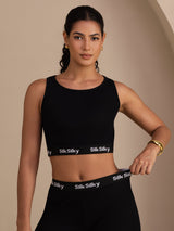 [Noir] SilkSilky-FR Sleeveless Crew Neck Women's Outfit Sets 003