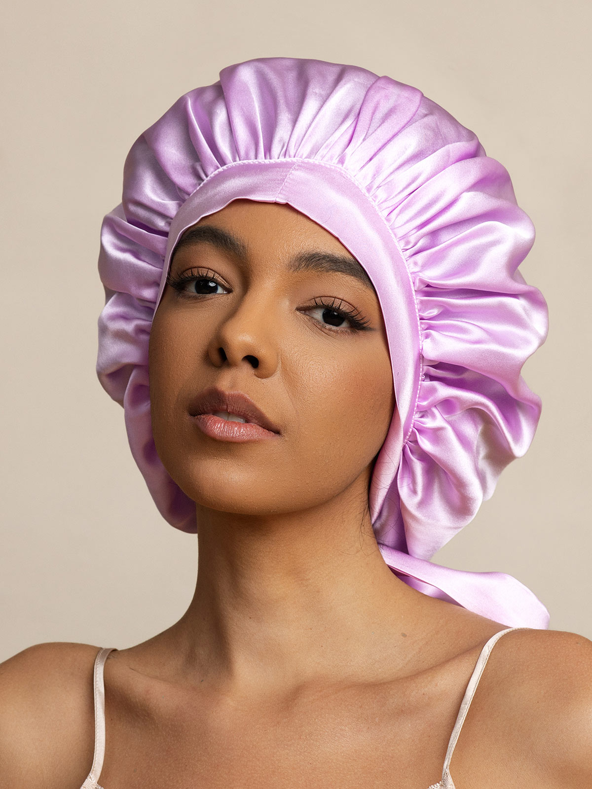[Lavande] SilkSilky-FR Pure Soie Sleep Cap 001