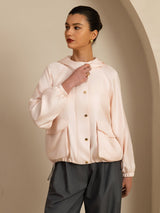 [Rose] SilkSilky-FR Manches longues Col Haut Femme Manteaux 004
