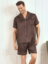 [Café] SilkSilky-FR Manches courtes Col Cranté Homme Pyjamas 001