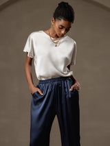 [Gris Clair] SilkSilky-FR Short Sleeve Boat Neck Femme T-Shirt 005