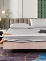 [Argent] SilkSilky-FR 25Momme Parure de Lit Soie 006